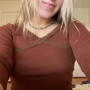 Brown Long Steve Crop Top